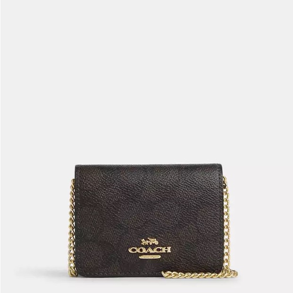 Coach Mini Wallet On A Chain Signature Canvas